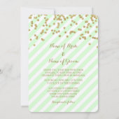 Gold Confetti Mint Stripes Wedding Invitations Kaart (Achterkant)
