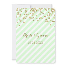 Gold Confetti Mint Stripes Wedding Invitations