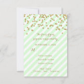 Gold Confetti Mint Stripes Wedding RSVP (Voorkant)