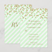 Gold Confetti Mint Stripes Wedding RSVP Kaartje (Voorkant / Achterkant)