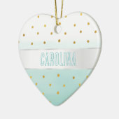 Gold Confetti Mint Waterverf Naam Keramisch Ornament (Links)