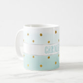 Gold Confetti Mint Waterverf Naam Koffiemok (Voorkant links)