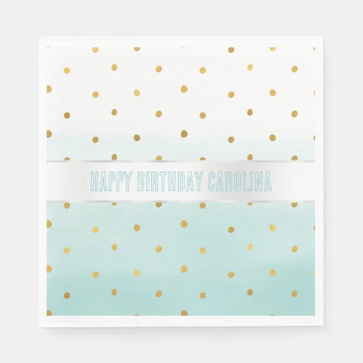 Gold Confetti Mint Waterverf Naam Servet (Voorkant)