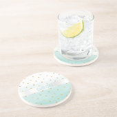 Gold Confetti Mint Waterverf Naam Zandsteen Onderzetter (Zijkant)