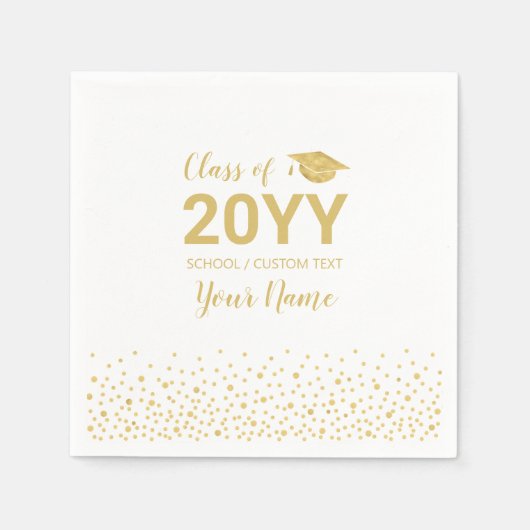 Gold Confetti Modern Graduation Party Favoriet Servet (Voorkant)