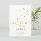 Gold Confetti Modern Graduation Party Volledige fo Kaart (Staand voorkant)