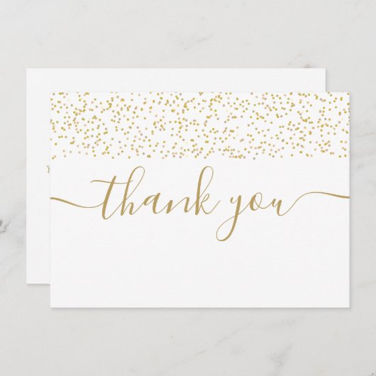 Gold Confetti Modern legant script Bedankkaart (Voorkant / Achterkant)