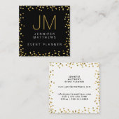 Gold Confetti Modern Monogram Event Planner Vierkante Visitekaartje (Voorkant / Achterkant)