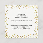 Gold Confetti Modern Monogram Event Planner Vierkante Visitekaartje (Achterkant)