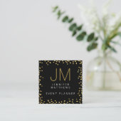 Gold Confetti Modern Monogram Event Planner Vierkante Visitekaartje (Staand voorkant)