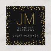 Gold Confetti Modern Monogram Event Planner Vierkante Visitekaartje (Voorkant)