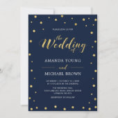 Gold Confetti | Moderne Typografie Wedding Ceremon Kaart (Voorkant)