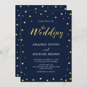 Gold Confetti | Moderne Typografie Wedding Ceremon Kaart (Voorkant / Achterkant)