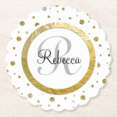 Gold Confetti Monogram Kartonnen Onderzetters (Voorkant)