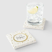 Gold Confetti Monogram Stenen Onderzetter (Zijkant)