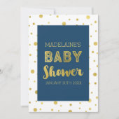 Gold Confetti Navy Blue Baby Shower-uitvindingen Kaart (Voorkant)