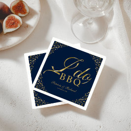 Gold Confetti Navy Blue I Do BBQ Engagement Party Servet