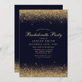 Gold Confetti Navy Blue Modern Bachelorette Kaart (Voorkant / Achterkant)