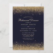 Gold Confetti Navy Blue Modern Rehearsal