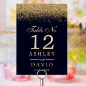 Gold Confetti Navy Blue Modern Wedding Kaart