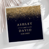 Gold Confetti Navy Blue Modern Wedding Servet