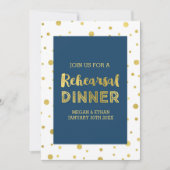 Gold Confetti Navy Blue Rehearsal Dinner Party Kaart (Voorkant)