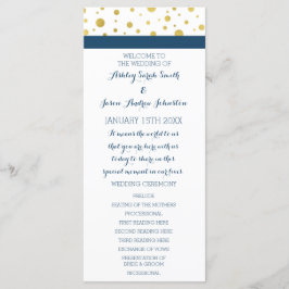 Gold Confetti Navy Blue Wedding Programma Programmakaart