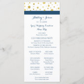Gold Confetti Navy Blue Wedding Programma Programmakaart (Achterkant)