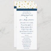 Gold Confetti Navy Blue Wedding Programma Programmakaart (Voorkant / Achterkant)