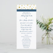 Gold Confetti Navy Blue Wedding Programma Programmakaart (Staand voorkant)