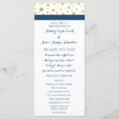 Gold Confetti Navy Blue Wedding Programma Programmakaart (Voorkant)