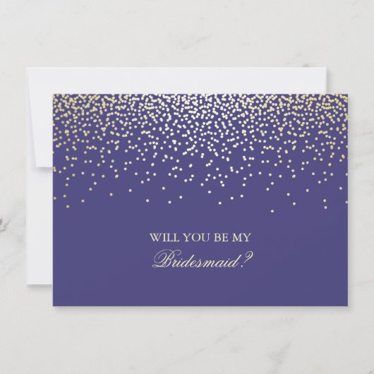 Gold Confetti Navy Bruidsmeisje Uitnodiging (Voorkant)