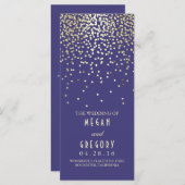 Gold Confetti Navy Elegant Glitter Wedding Program Programmakaart (Voorkant / Achterkant)