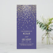 Gold Confetti Navy Elegant Glitter Wedding Program Programmakaart (Staand voorkant)