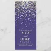 Gold Confetti Navy Elegant Glitter Wedding Program Programmakaart (Voorkant)