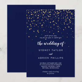 Gold Confetti | Navy het huwelijk van uitnodiging