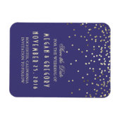 Gold Confetti Navy  Save the Date Magneet (Horizontaal)