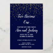 Gold Confetti|Navy Two wordt een bruiloft Folie Uitnodiging (Voorkant)