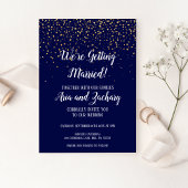 Gold Confetti|Navy We gaan trouwen bruiloft Kaart