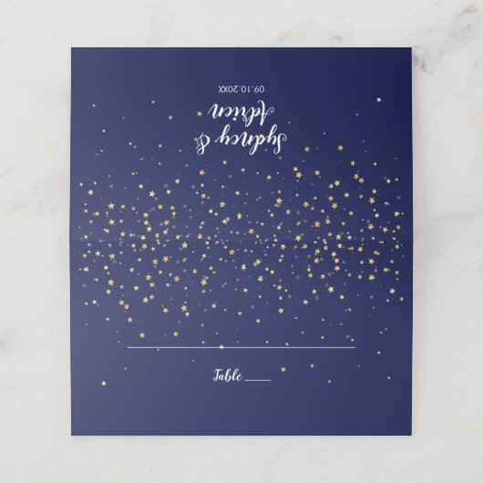 Gold Confetti | Navy Wedding Place Card Plaatskaartje (Buitenkant ongevouwen)