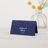 Gold Confetti | Navy Wedding Place Card Plaatskaartje (Achterkant)