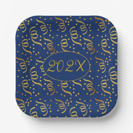 Gold Confetti - Nieuwe jaren Oog Borden Dated Papieren Bordje (Voorkant)