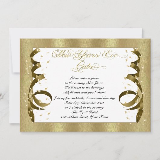 Gold Confetti - Nieuwe jaren - Uitnodiging van één (Voorkant)