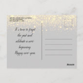 Gold Confetti Nieuwjaarsfeest Uitnodiging (Achterkant)