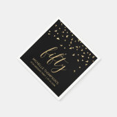 Gold Confetti op Black 50th Birthday Party Servet (Hoek)