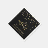Gold Confetti op Black 80th Birthday Party Servet (Hoek)