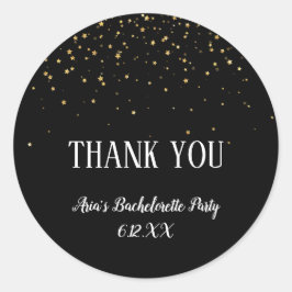 Gold Confetti op Black Bachelorette Bedankt Ronde Sticker