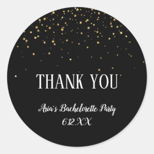 Gold Confetti op Black Bachelorette Bedankt Ronde Sticker