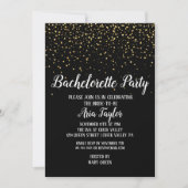 Gold Confetti op Black Bachelorette Party Kaart (Voorkant)