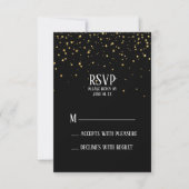 Gold Confetti op Black Bachelorette Party RSVP (Voorkant)